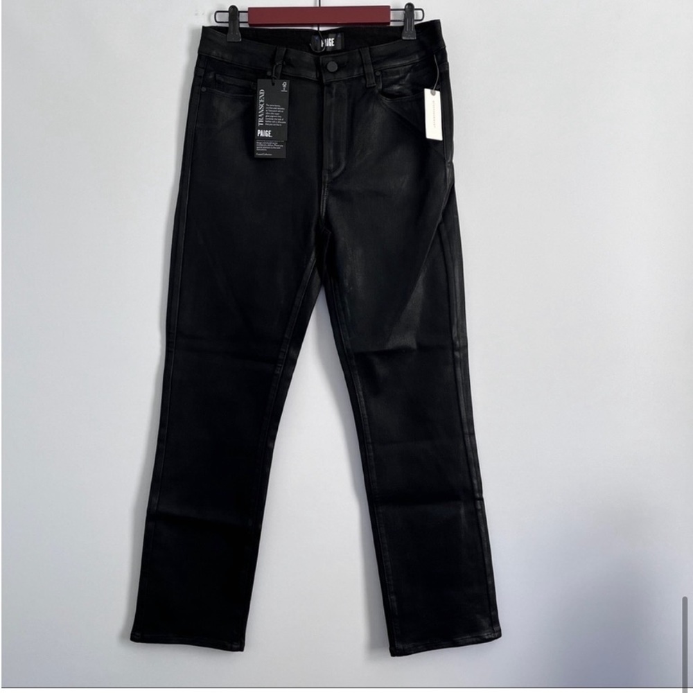 Paige Cindy Mid-Rise Coated Straight Black Jeans size 30 NWT - Picture 14 of 15